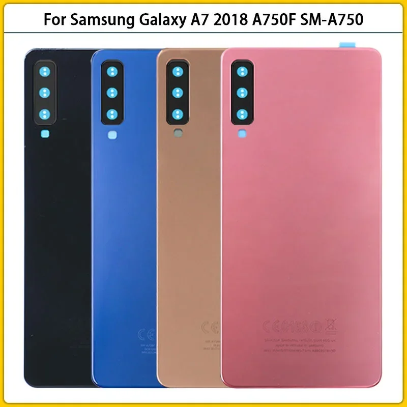 

New For Samsung Galaxy A7 2018 A750 A750F SM-A750 Battery Back Cover A750 Rear Door Glass Panel Housing Case Camera Lens Replace