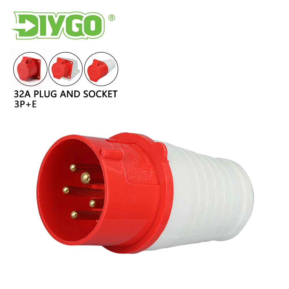 IP44 5-polige 32 A multifunktionale wasserdichte Industriestecker und -Steckdosen, 380–415 V männliche und weibliche Strom-Elektrokabelanschlüsse