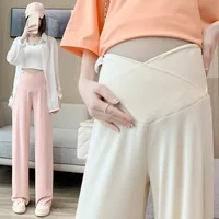 Spring Autumn Fashion Maternity Straight Pants Wide Leg Loose Across High Waist Trousers Clothes for Pregnant Women Pregnancy 1