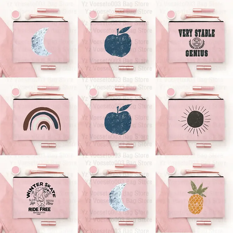 

Merci Maîtresse Teacher's Pink Canvas Makeup Cosmetic Lipstick Wash Bag Pencil Stationery Bags Gift for Teacher Women's Bags