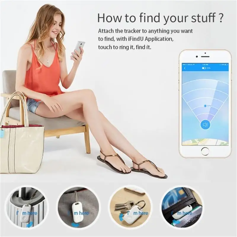 Corui Tuya Mini Keychain Tracker Anti Lost Alarm Device Smart Bluetooth Location Tracker Tag 2 way