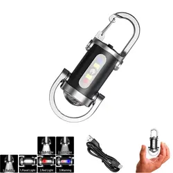 High - Lumen Rechargeable Keychain Flashlight - Versatile 7 - Mode COB Work Light - Fixed focus (B - 1PC)
