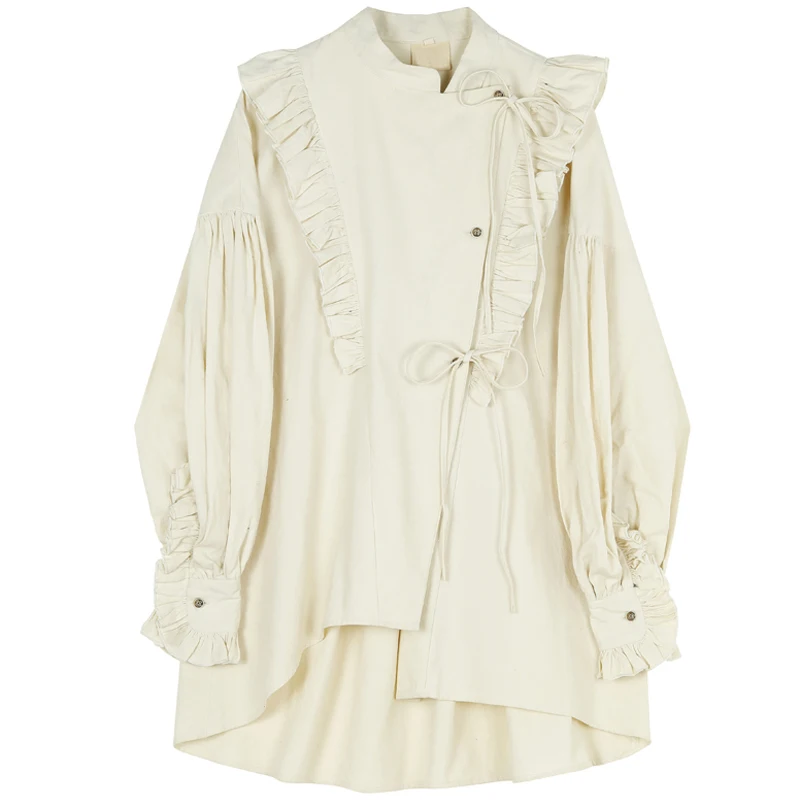 

SuperAen корейский дизайн белая рубашка женская весна осень 2024 Новая мода винтажный стиль шикарная рубашка