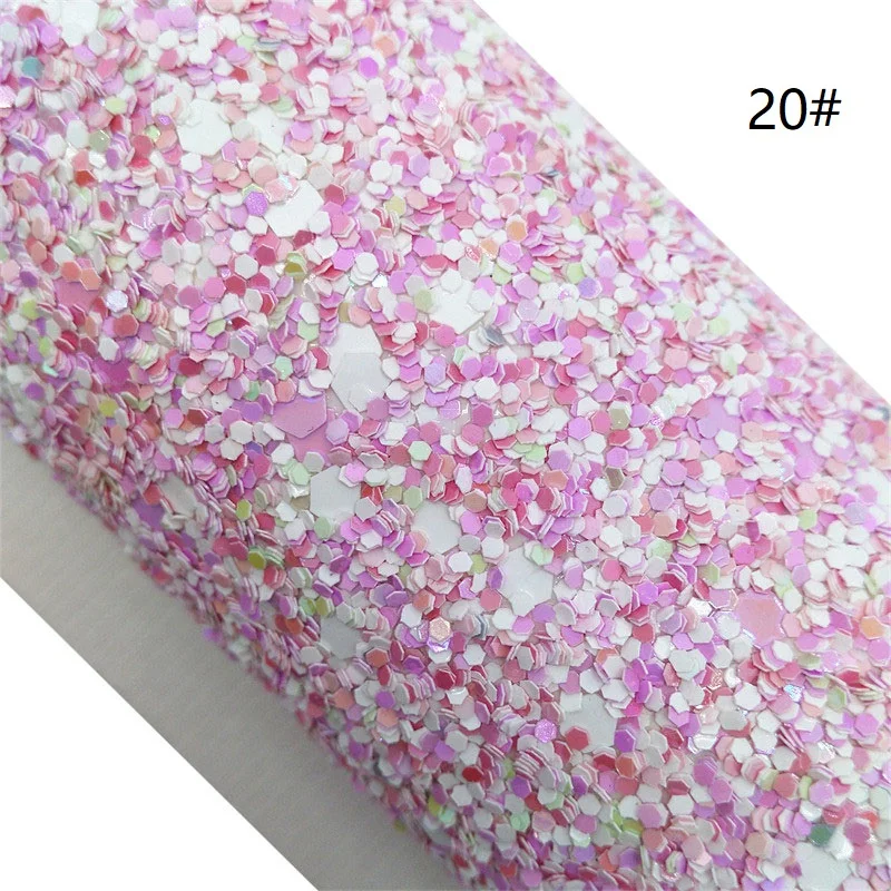 Mixed Colors Chunky Glitter Leather Faux leather Sheets DIY Handcraft Synthetic Leather Glitter Vinyl Fabric For Bows 6S249