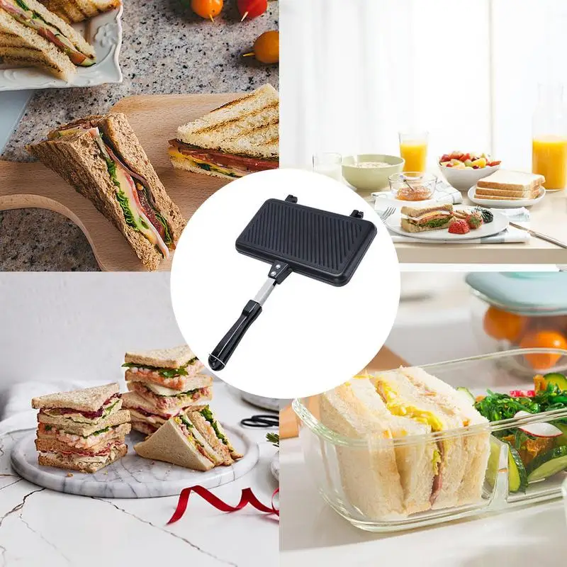 Sandwich Maker Pan Toaster Double Side Pressure Nonstick Grill Frying GX  U0G9