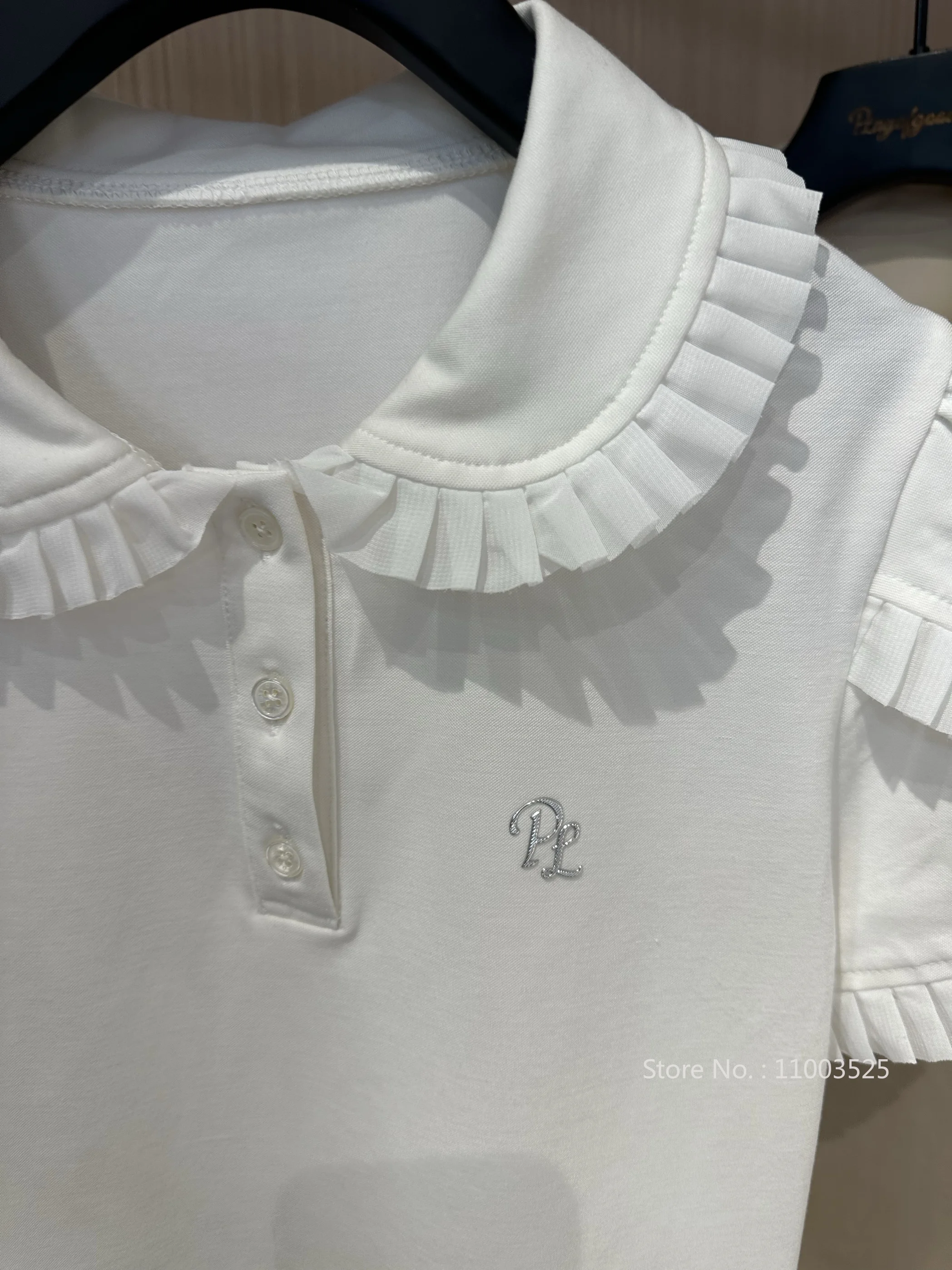 Women Golf Clothing Shirt Korean Elegant Short Sleeve Slim Quick Dry Tops Ruffle Pleated Tennis Jerseys