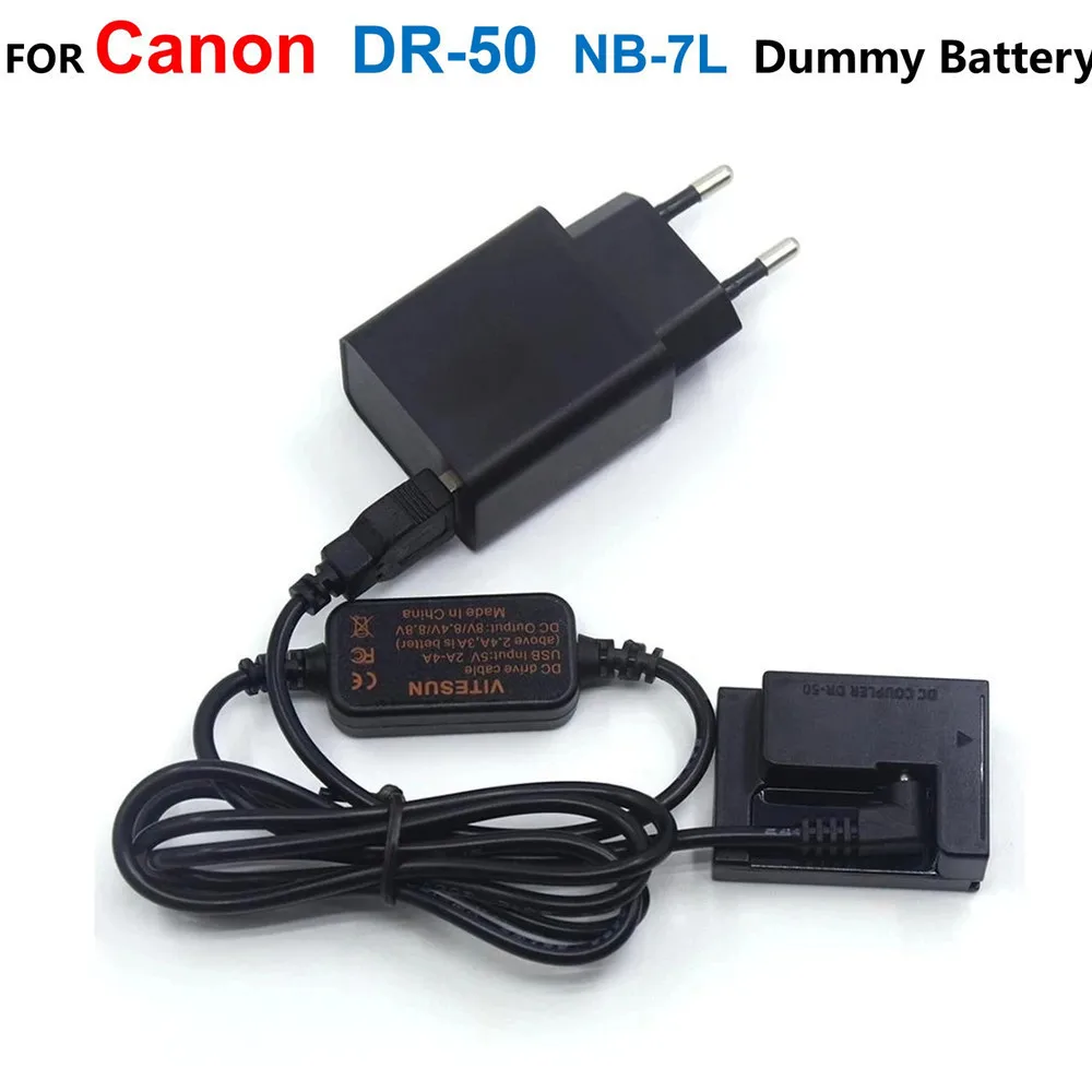Cavo Di Alimentazione Usb 5V + Dr-50 Nb-7L Nb7L Batteria Falsa + Caricatore Usb Qc3.0 Per Canon Powershot G10 G11 G12 Sx30 Is Sx30Is Sx Series