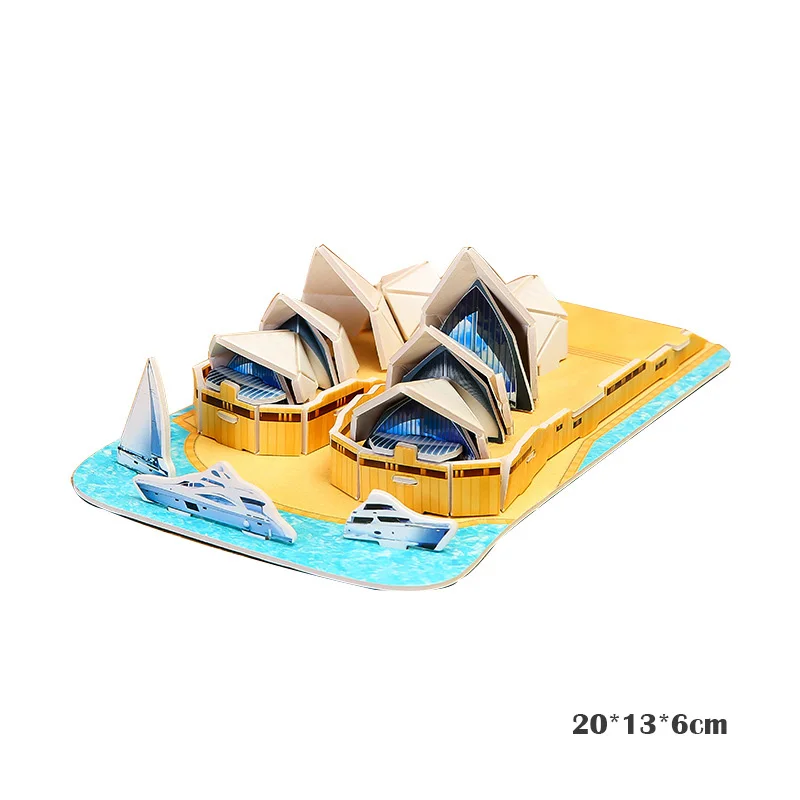 פאזל קרטון 3D של אדריכלות מפורסמת, מודל הרכבה של בניינים, צעצועי פאזל ידניים לילדים