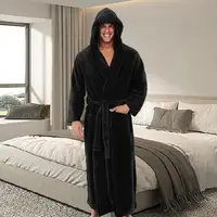 Peignoir à Capuche pour Homme, Vêtement de Nuit Doux et Moelleux, Long, à vaccage Rapide 1