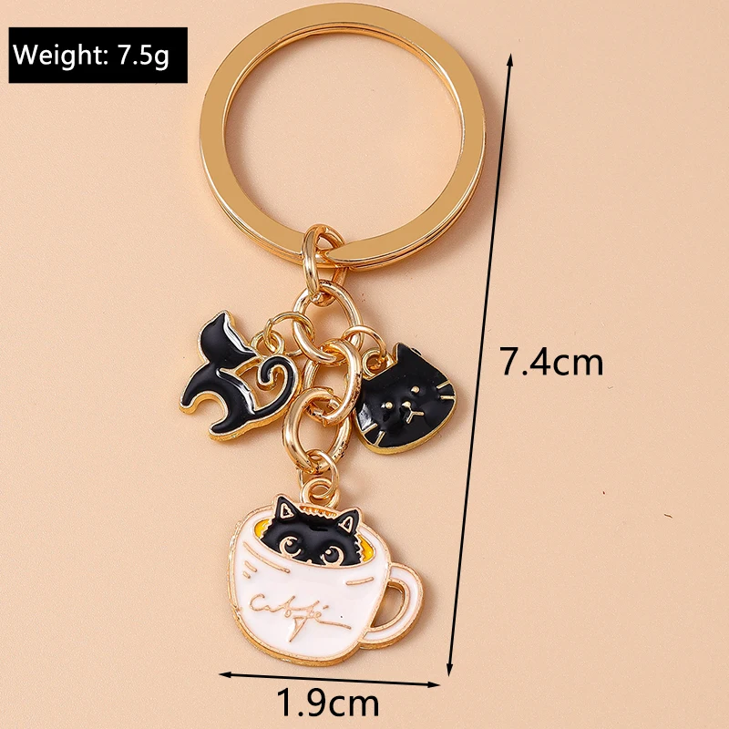 Schöne Emaille Cartoon Katze Schlüsselbund Tier Schlüssel Ring Anhänger für Frauen Mädchen Handtasche Dekor DIY Schmuck Zubehör Geschenke – Detail 15