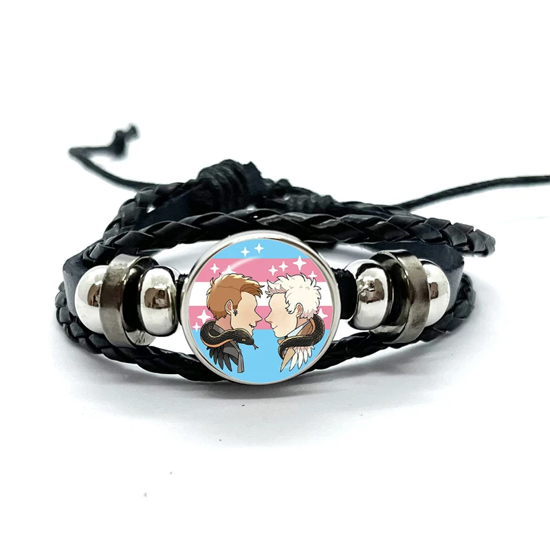 Good omens Leather Bracelets Angel Colourful contexts Funny Multilayer Braided Bracelets Bangles Handmade Jewelry Gifts 2