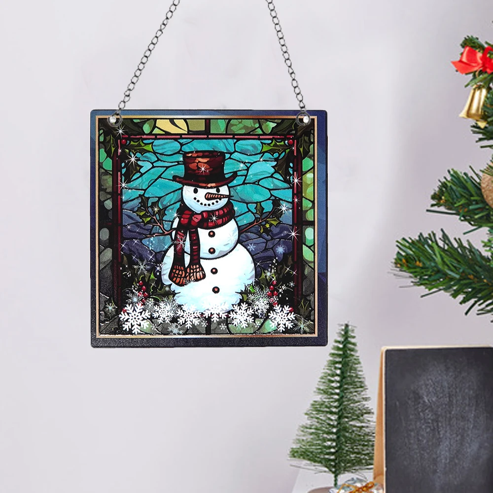 

Gifts for Friends Vintage Aesthetic Snowman Window Decoration Wall Hanging Acrylic Painting Art Plaque For Bedroom Home Decor