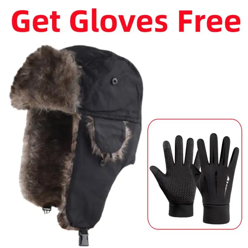 Mens Women Unisex Warm Trapper Aviator Trooper Earflap Winter Flaps Ski Hat Russian Ski Hat Faux Fur Gorras Para Caballero