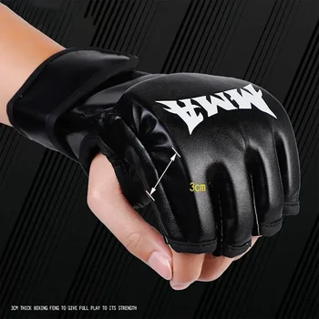 Professional Boxing Training Gloves Half Finger Leather Cushion for Adult Sanda Boxing UFC Training Sandbag Knuckles 1