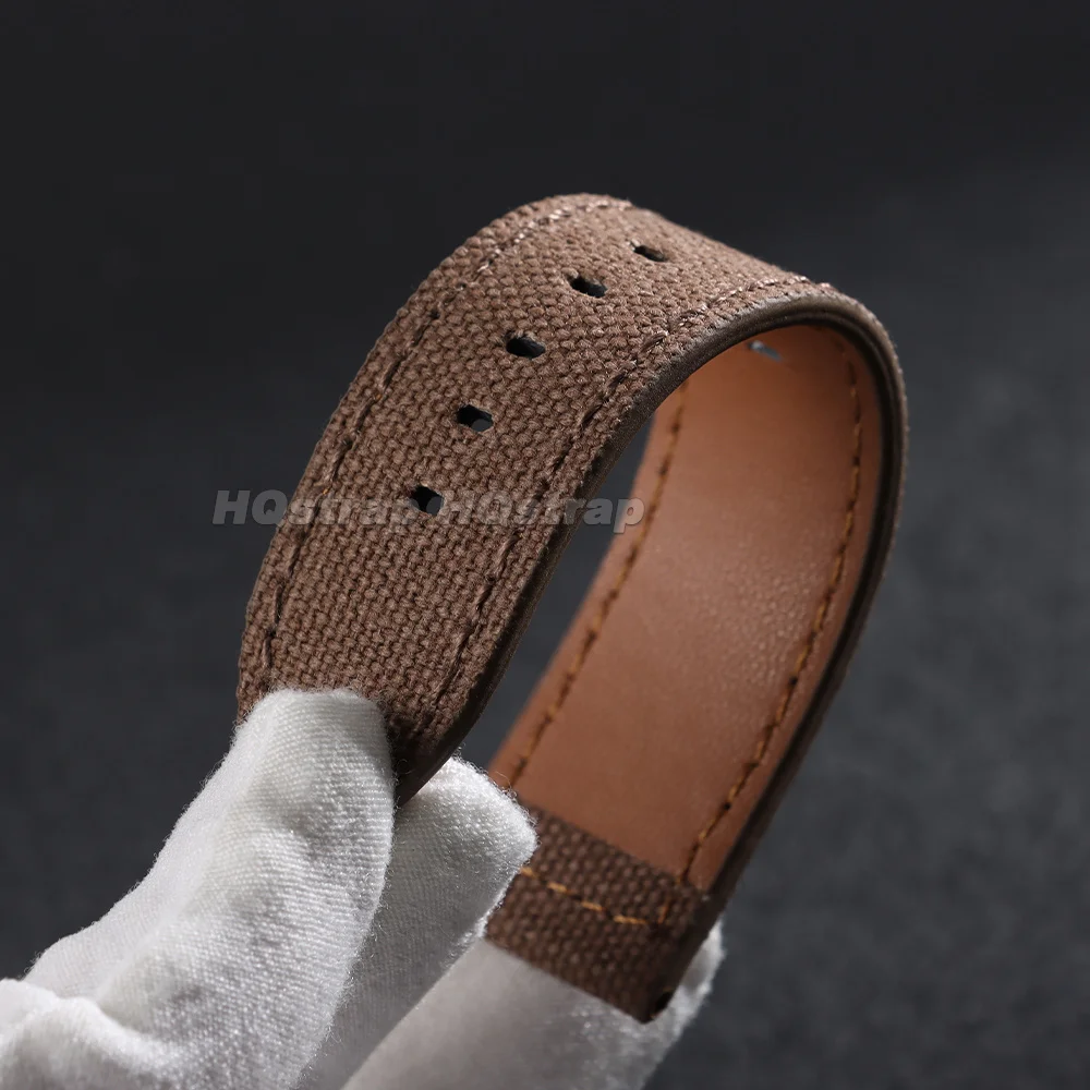 Durable Nylon Canvas Sport Watch Strap with Cowhide Lining