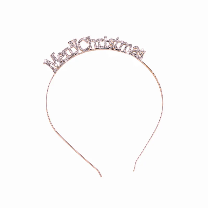 Fashion Crystal Rhinestone Snowflake Merry Christmas Hairband Head Hoop for Women Girls Punk Metal Alloy Headband Hair Ornament