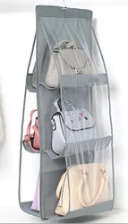 Transparent Hanging Organizer for Wardrobe and Door with Clear Pouches (Grey)