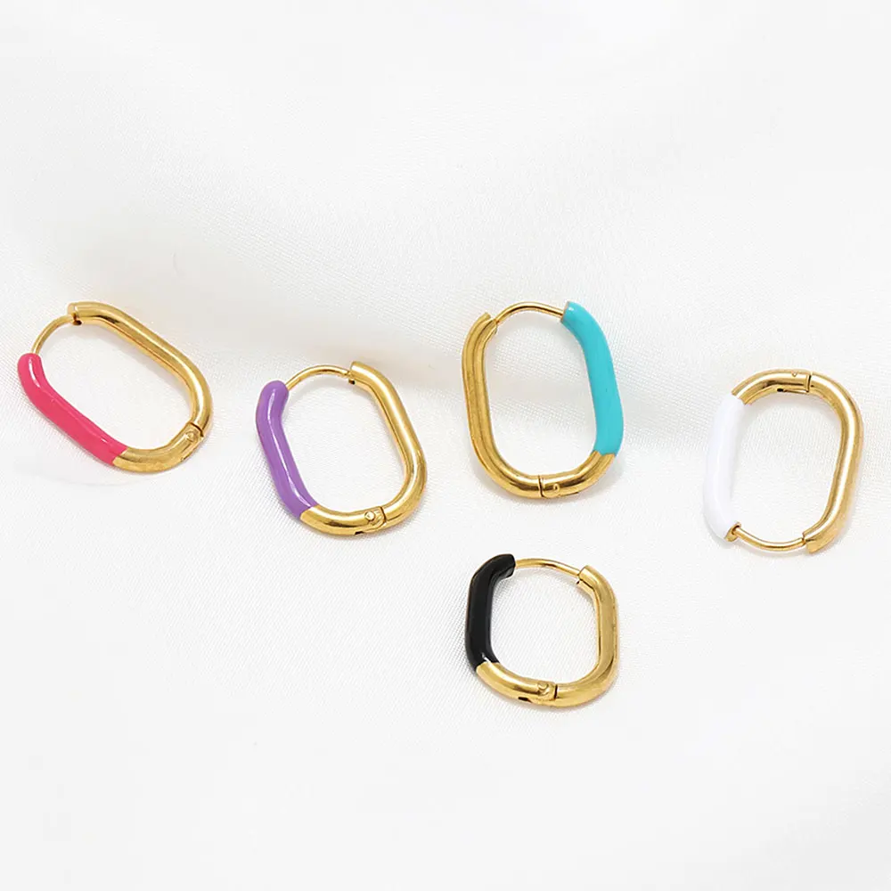 

1Pair Stainless Steel U Shaped Geometric Hoop Earrings Gold Color for Women Fashion Circle Hoops Jewelry Earring Wholesale