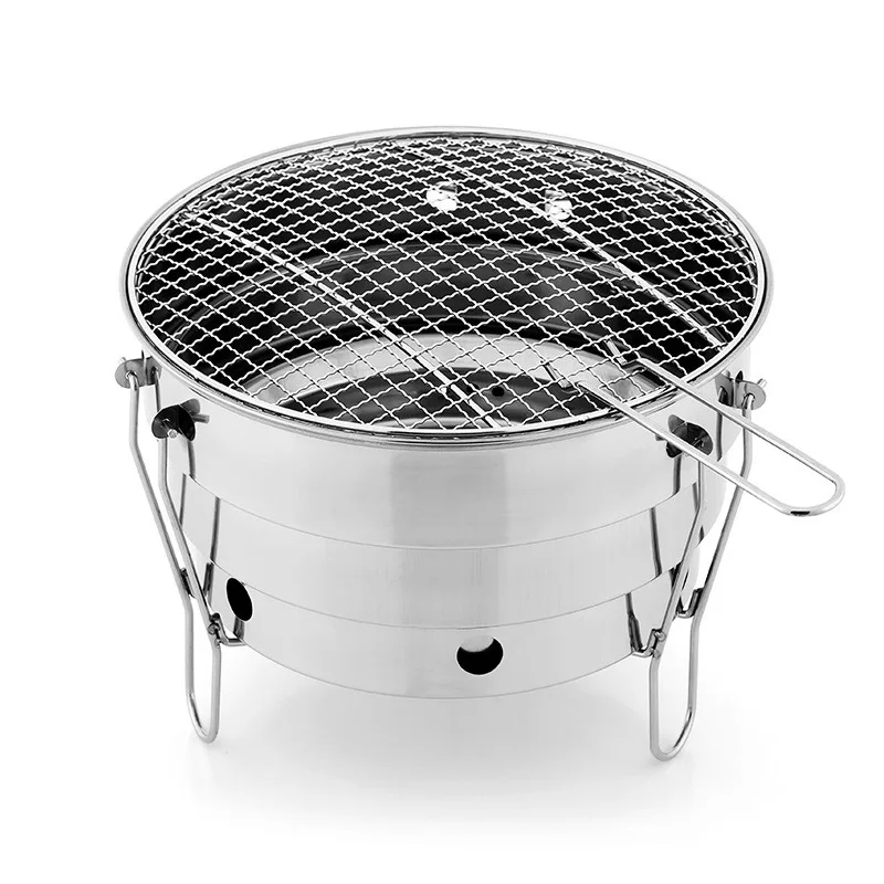 

Portable Outdoor BBQ Folding Split Stainless Steel Fire Pit Cooking Supplies Indoor Camping Picnic Charcoal Burner