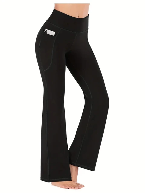 Women's Flared Pants with Pockets, Flared Leg Yoga Pants High