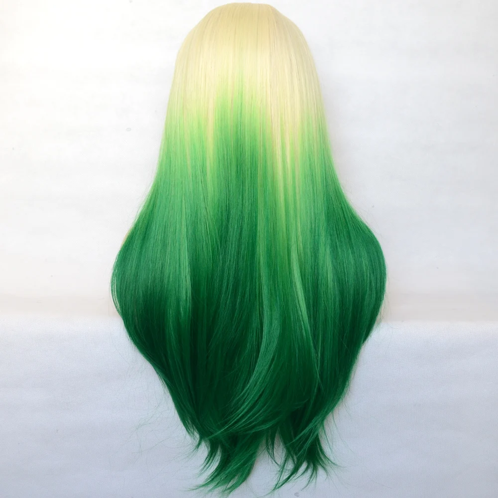 Synthetic Lace Front Wig Silky Straight Heat Resistant Fiber Cosplay For Women