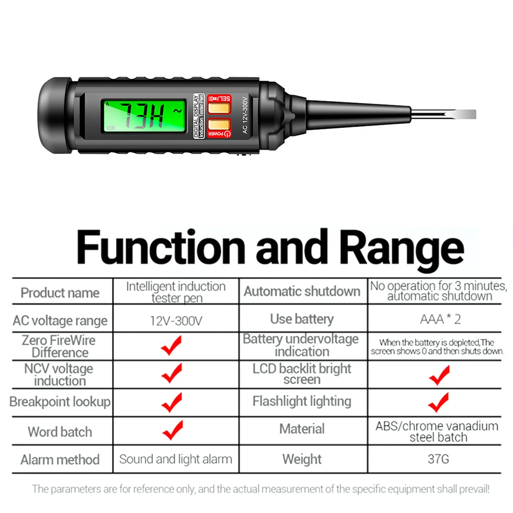 다기능 회로 감지 플랫 스크루 드라이버 측정 펜, 소리 및 빛 알람 기능 포함, B15 AC25-250V, 3.5mm, 3 색
