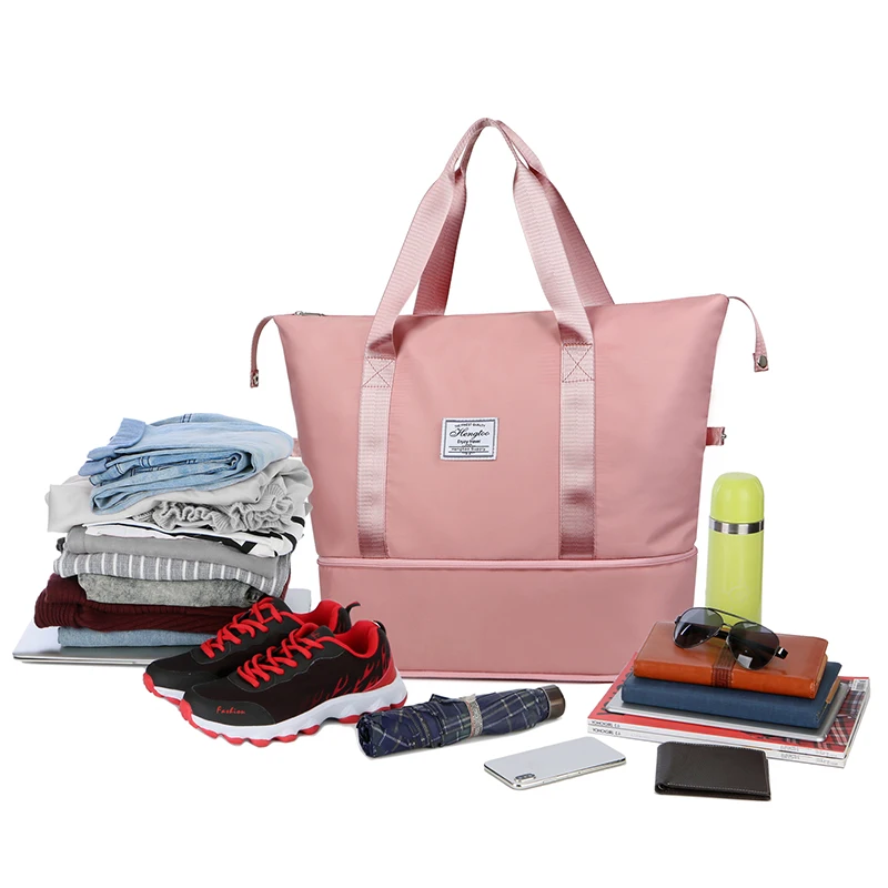 Expandable Women's Large Capacity Travel Duffel Bag - Waterproof Nylon, Sports & Leisure