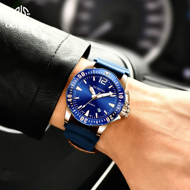 2023 New OCHSTIN Military Quartz Watch for Men Silicone Rubber Band Male Clock Auto Date Army Sports Wristwatches Japan Movement