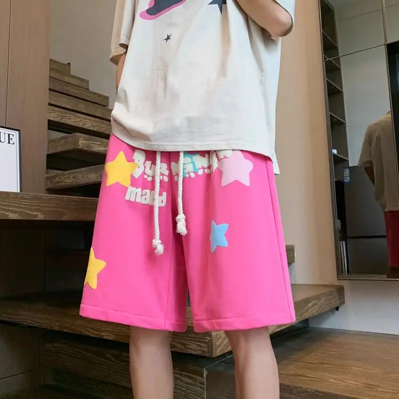 Women Trendy Print Streetwear Harajuku Y2K High Waist Wide Leg Short Pants 2024 Summer Students Casual Loose Sports Beach Shorts