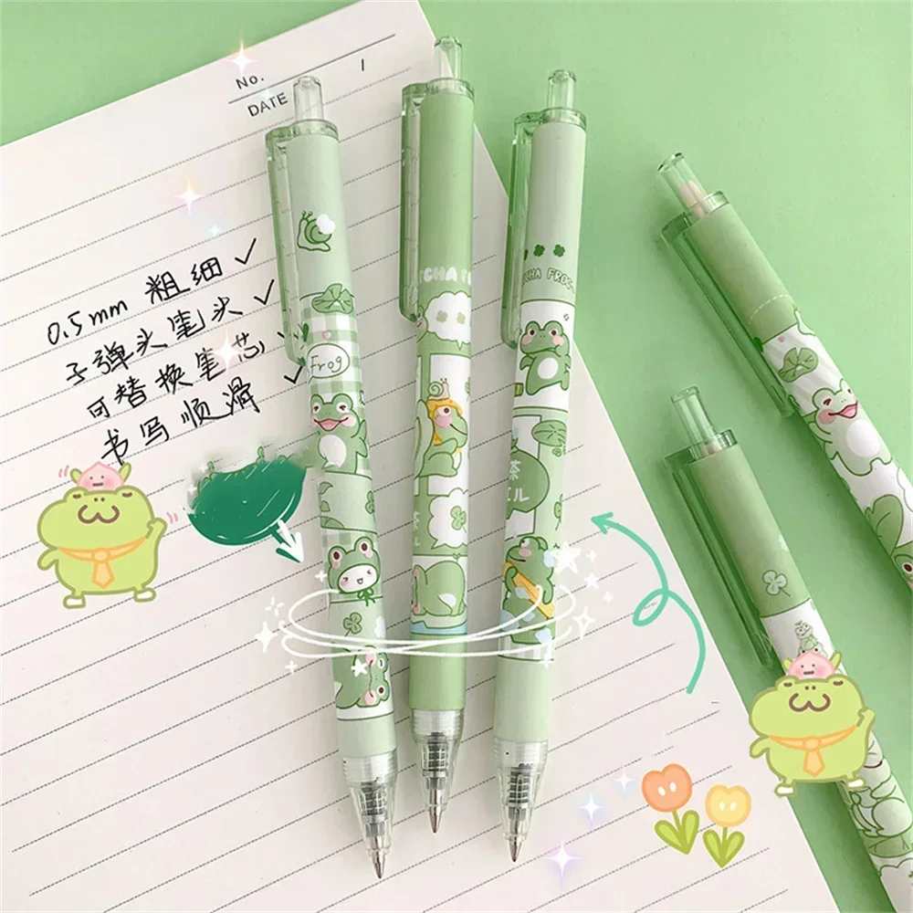 Gel Pens 6 Pcs Cute Frog Kawaii Ballpoint Pen Students Gifts Fashion School Office Writing