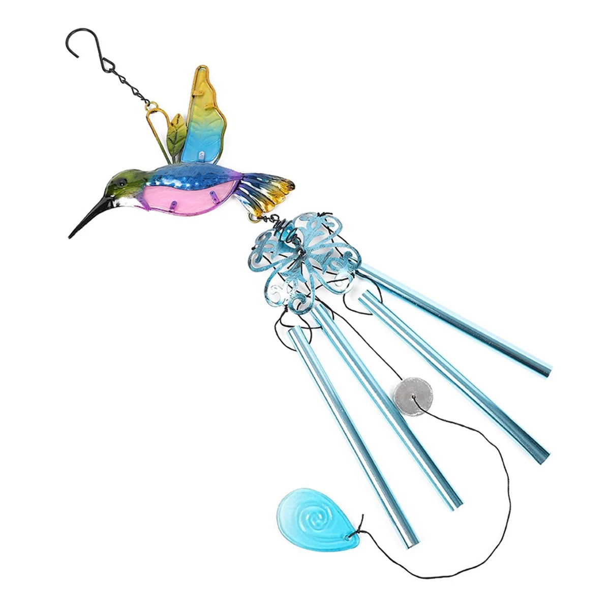 Y77A-Wind Chime Glass Gardening Blue Hummingbird Wind Chimes Pendant High Quality for Wall Window Door Ornaments