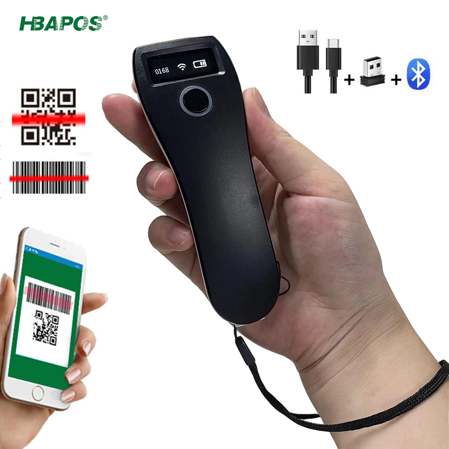 Mini Barcode Scanner sem Fio Leitor de Código Portátil Usb com Fio Bluetooth Bar 1d 2d qr 2.4g em 2d