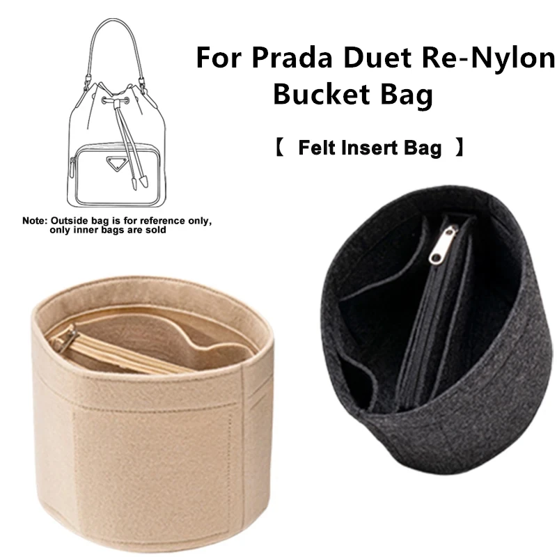 

Felt Bag Organizer Inner Liner Storage Pocket DIY Upgrade Accessories For Prada Duet Re-Nylon Bucket Handbag Fix Shape Lining