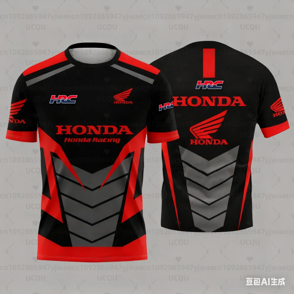 Honda séchage rapide course hommes géométrique impression 3D moto motard maillot vêtements de sport à manches courtes léger extérieur T-shirt