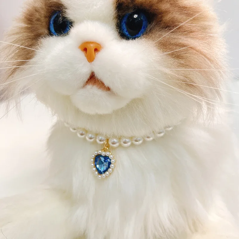 Adjustable Pearl Rhinestone Pet Necklace Collar for Cats & Small Dogs