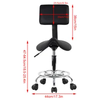 KKTONER Saddle Stool with Foot Rest PU Leather Swivel Adjustable Rolling Stools with Back Support Facial Salon Kitchen Chair 2