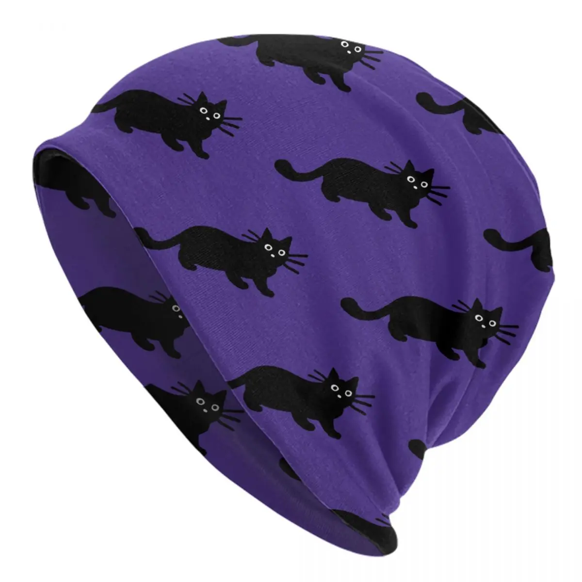 

Cartoon Black Cat Skullies Beanies Caps Fashion Winter Warm Men Women Knitting Hat Adult Unisex Bonnet Hats