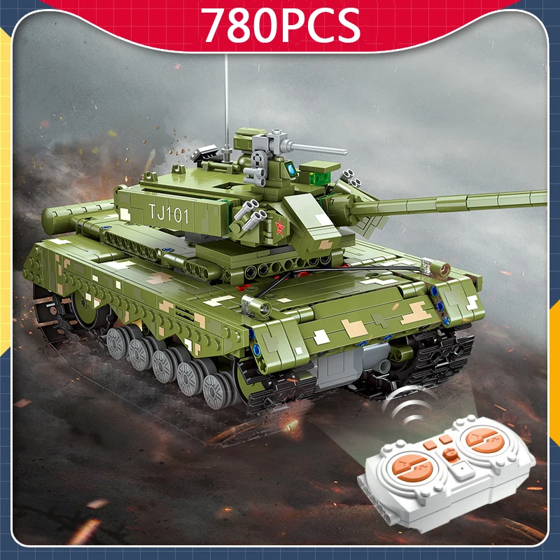 Tecnico 2.4Ghz Rc Building Block Cina Tj101 Main Battle Tank Brick Radio Remote Control Vehicle Modern Military Toys For Gift