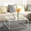 Glass Coffee Table Square Coffee Table for Small Space,Tempered Glass-top with Sturdy Metal Frame,Easy Assembly 6