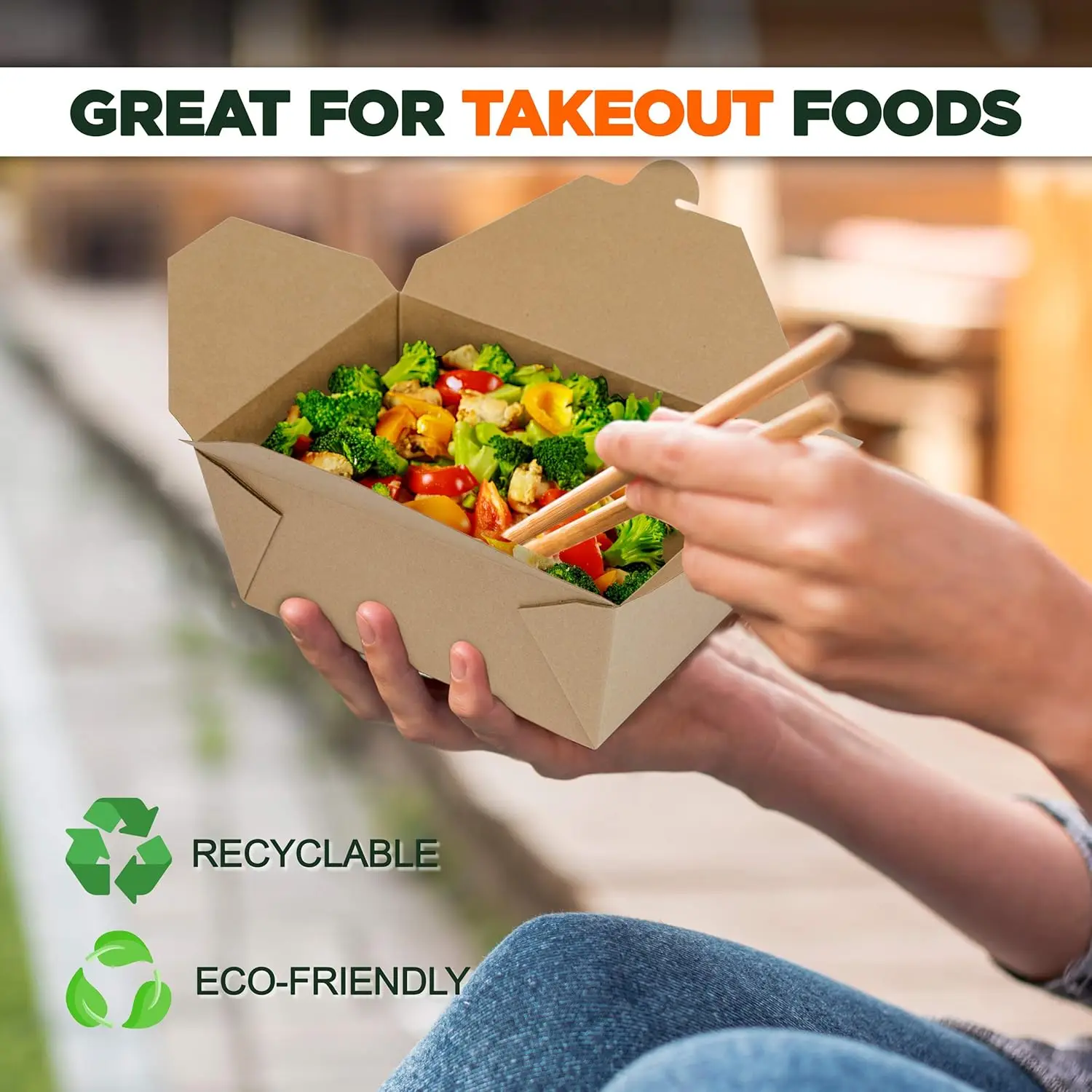 Multi-Pack Disposable Kraft Paper Food Boxes, Leakproof and Greaseproof Takeout Contain... - SKU MDKB1731 - UGI Packaging