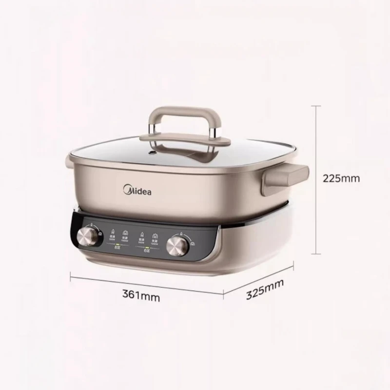 Midea 220V Double Flavour Electric Hot Pot 6.5L Multi Pot 2000WHousehold Electric Hot Pot Non-stick Split Electric Cooker 6