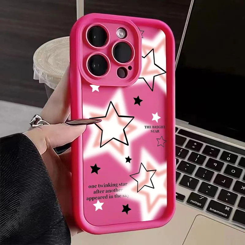 thumbnail image 1 of Bonita funda de silicona con estrellas rosas para iPhone 16, 15, 14 Pro Max, 13, 12, 11 Pro Max, X, XS, XR, 7, 8, 15, 14 Plus, SE 2020, a prueba de golpes, 1 of 5