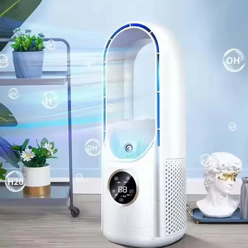 พัดลมไร้ใบพัด เครื่องปรับอากาศแบบพกพา จอแสดงผล LED พัดลมตั้งโต๊ะไร้ใบพัด เครื่องทำความเย็นแบบไร้ใบพัด พัดลมระบายความร้อนแบบทาวเวอร์ สำหรับสำนักงานและห้องนอน 1