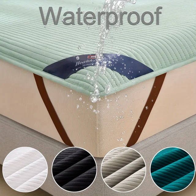 Protecteur de matelas imperméable rayé, housse de matelas confortable, douce et respirante pour lits simples/doubles, 1 pièce 1