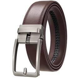 Luxury Men's Genuine Leather Automatic Buckle Belt - Designer Fashion High - Quality Waist Strap - 140cm (Brown)
