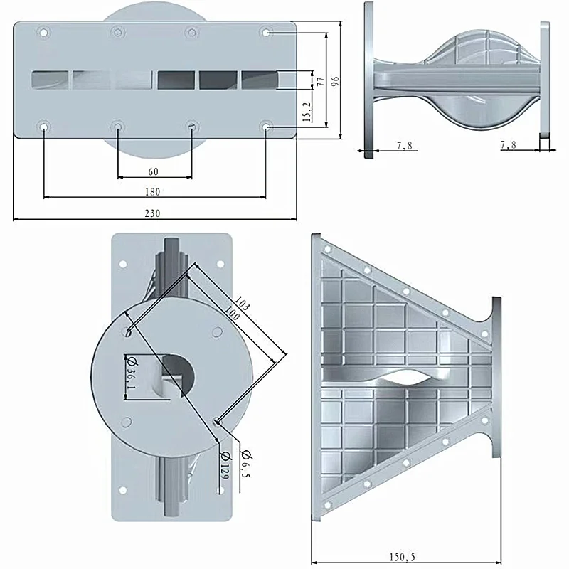 MW Audio 10"-Line-Array-Wellenleiterhorn, 1,4"-Halsöffnung 280x222x223mm, 100 ° x8 ° Dispersion für HDLSeries Line-Array-Lautsprecher – Detail 2