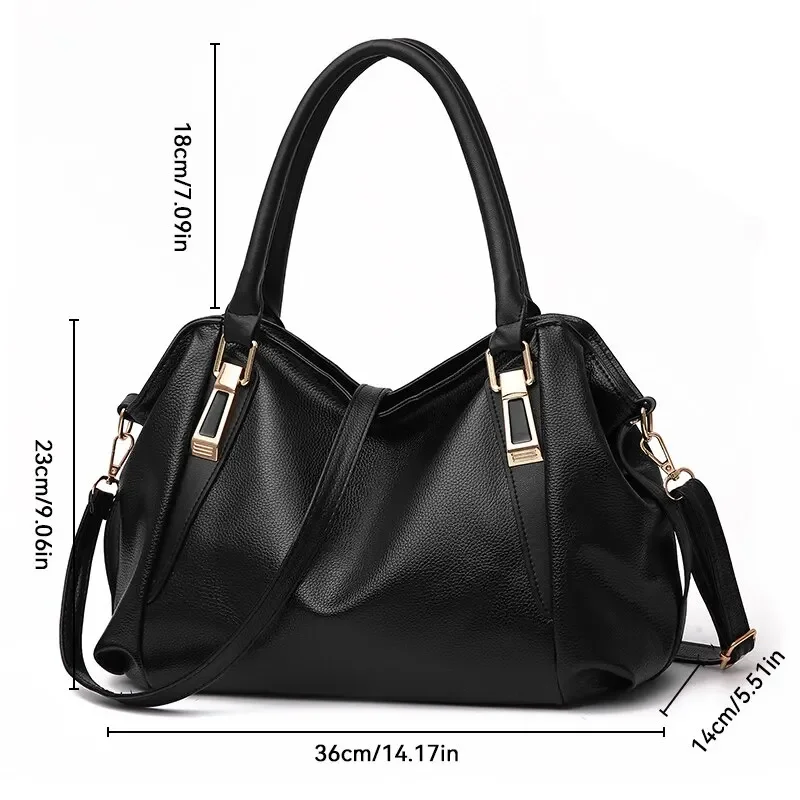 Casual Fashion Handbag for Women Shoulder Bag Solid Color Soft Large Capacity Crossbody Shopper Tote Bag with Zipper Designer