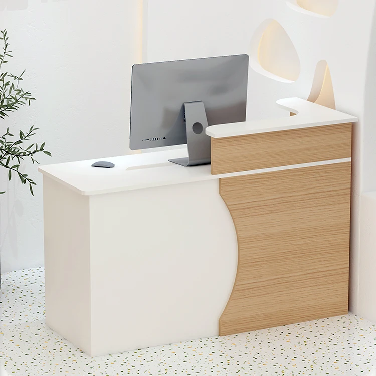 Custom Modern Hotel Cashier Desk Wood Reception Counter Office Wooden White Reception Desk