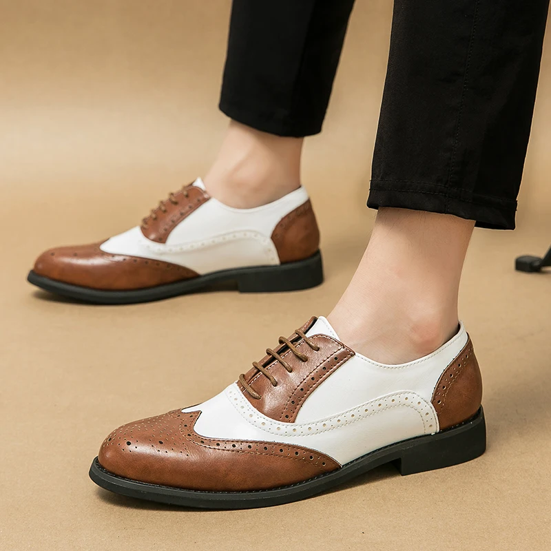 Men's Brogue shoes Lace Up Office Business Shoes for Men's Banquet Groom Wedding Shoes