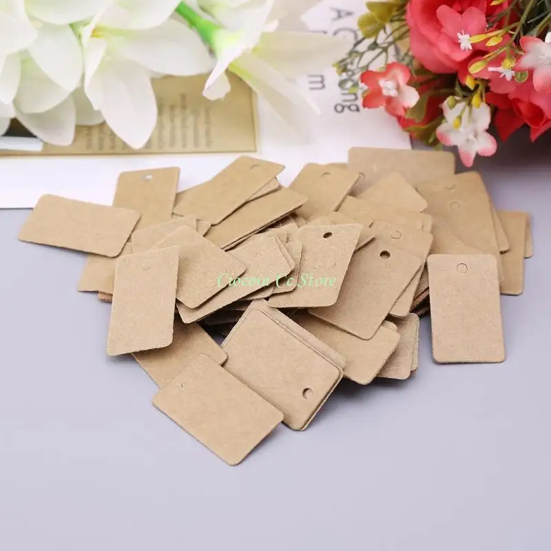 X90F 100pcs 크래프트 종이 선물 카드 끊기 태그 쥬얼리 라벨 태그 공예 장식 2x3.3cm